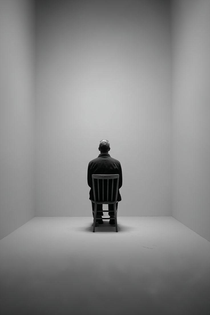 Hombre sentado frente a una pared en blanco, sin saber por dónde empezar.